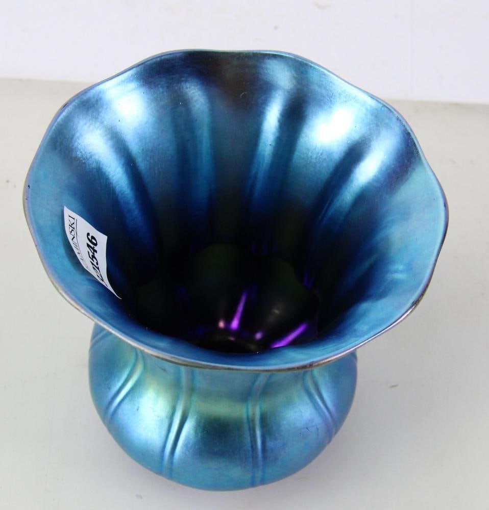 Steuben Blue Aurene Vase - 5