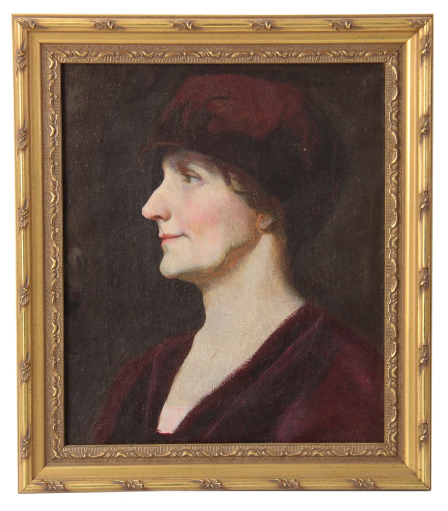 Frederick Bosley, Portrait of Woman in Hat, Oil on Canvas (1 of 6)