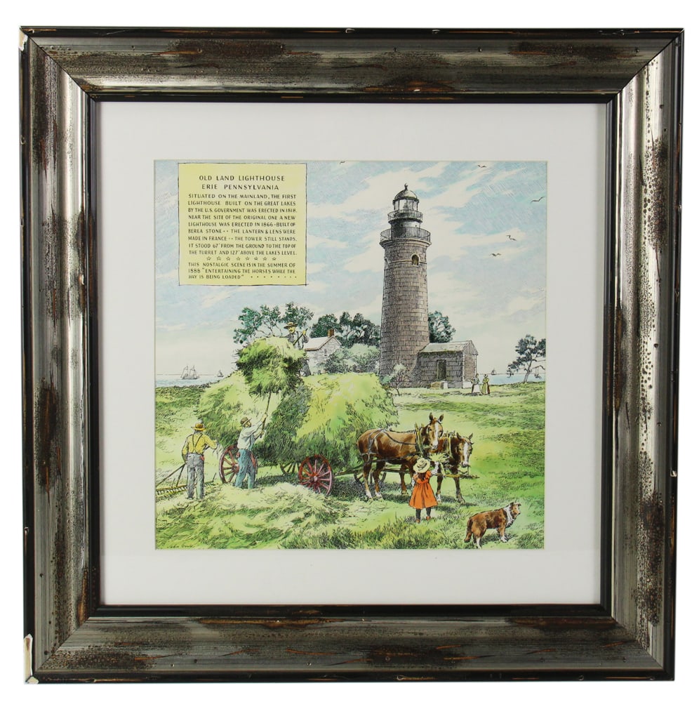 John Gould, Old Land Lighthouse, Erie, PA, Watercolor (1 of 6)