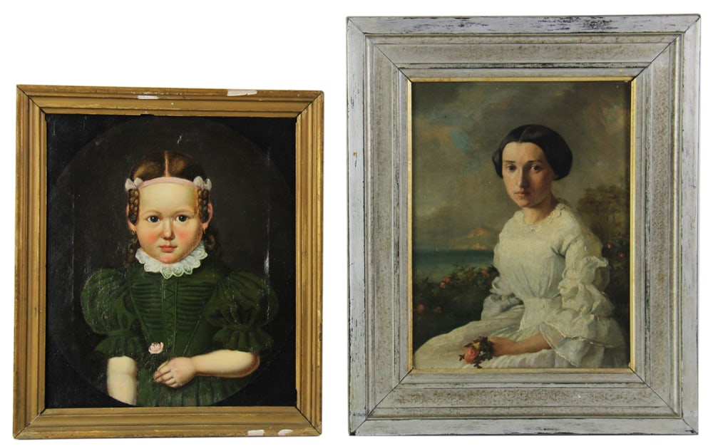 Two 19thC Portraits, Young Woman and Young Girl (1 of 7)