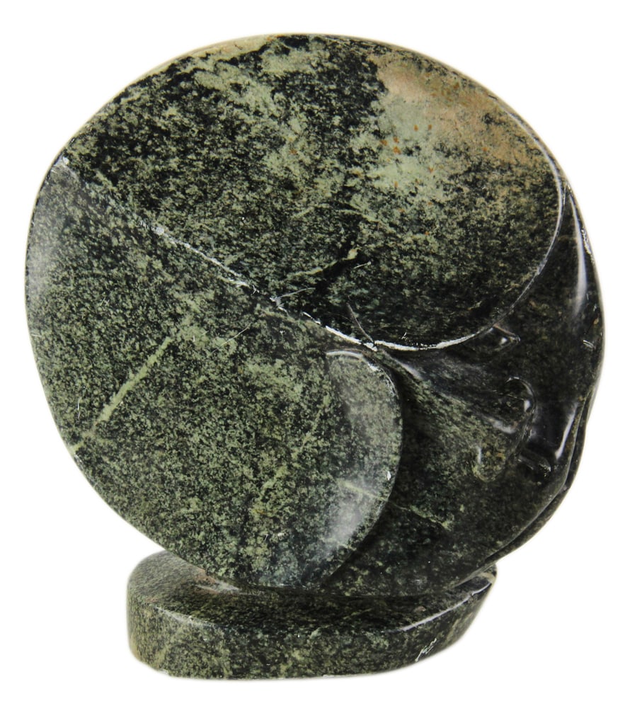 Robert Kwechete, Hardstone Sculpture of Male Head: Robert Kwechete (Zimbabwean, b.1959), hardstone sculpture of male head, signed on base, 11" H x approximately 9 1/4" W. Some roughness on high spots. Provenance: Estate of Dalia Zikas of Melrose, Mass