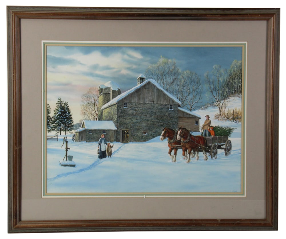 Jack Wemp, Bringing Home the Tree, Watercolor (1 of 6)