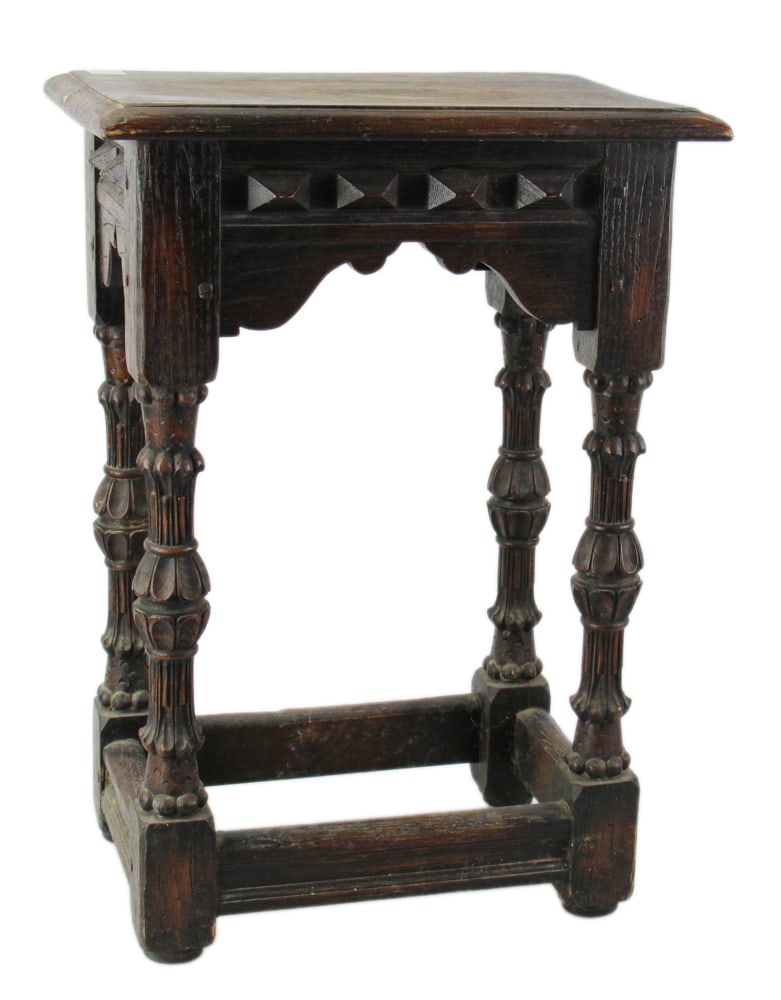 18thC Carved Spanish Oak Side Table (1 of 7)