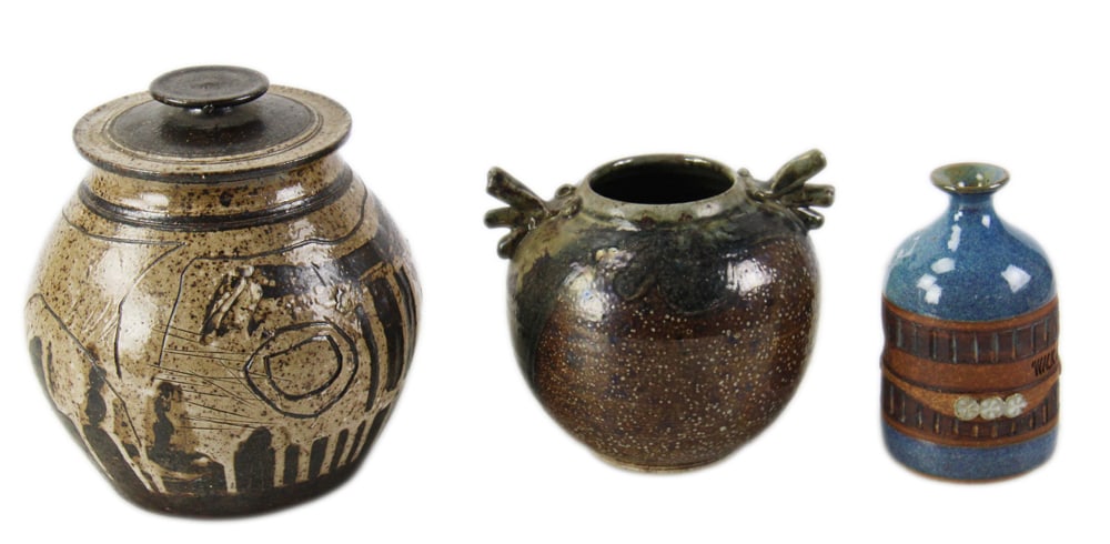 Charles Counts Studio Art Pottery Jars, Scripture Pot Vase (1 of 8)