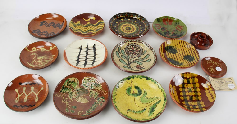 Redware Plates, Candlestick, Turtle Creek Pottery (1 of 9)