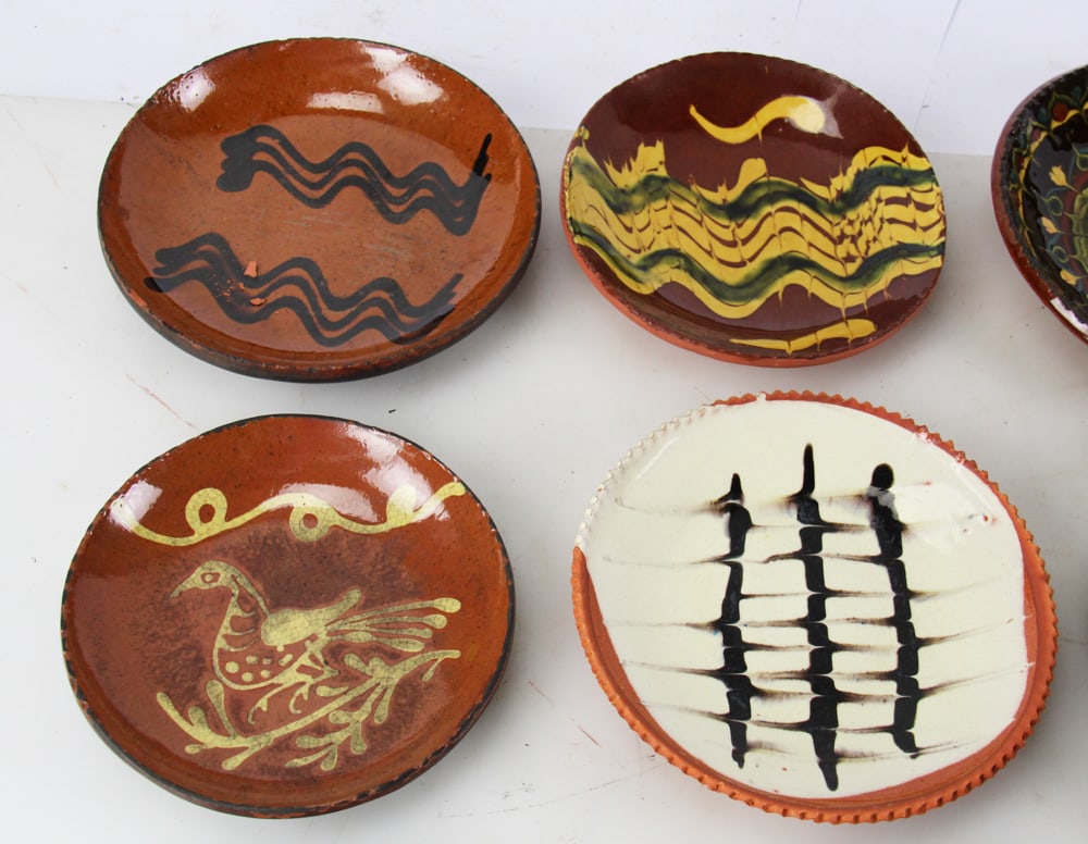 Redware Plates, Candlestick, Turtle Creek Pottery - 3