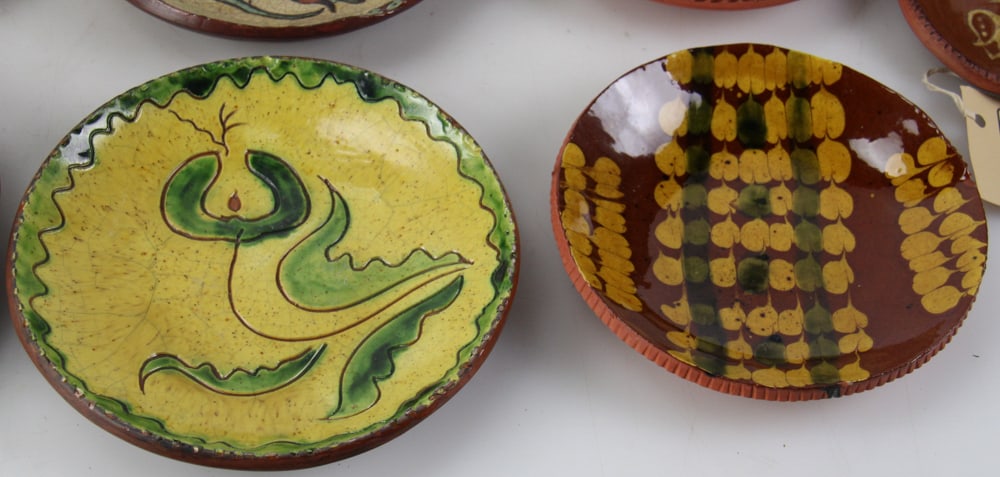 Redware Plates, Candlestick, Turtle Creek Pottery - 5