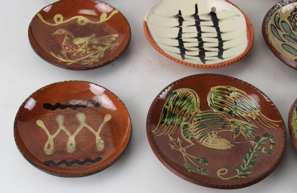 Redware Plates, Candlestick, Turtle Creek Pottery - 6