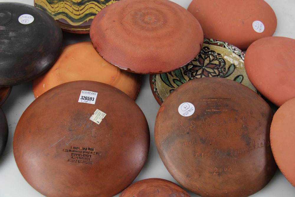 Redware Plates, Candlestick, Turtle Creek Pottery - 8