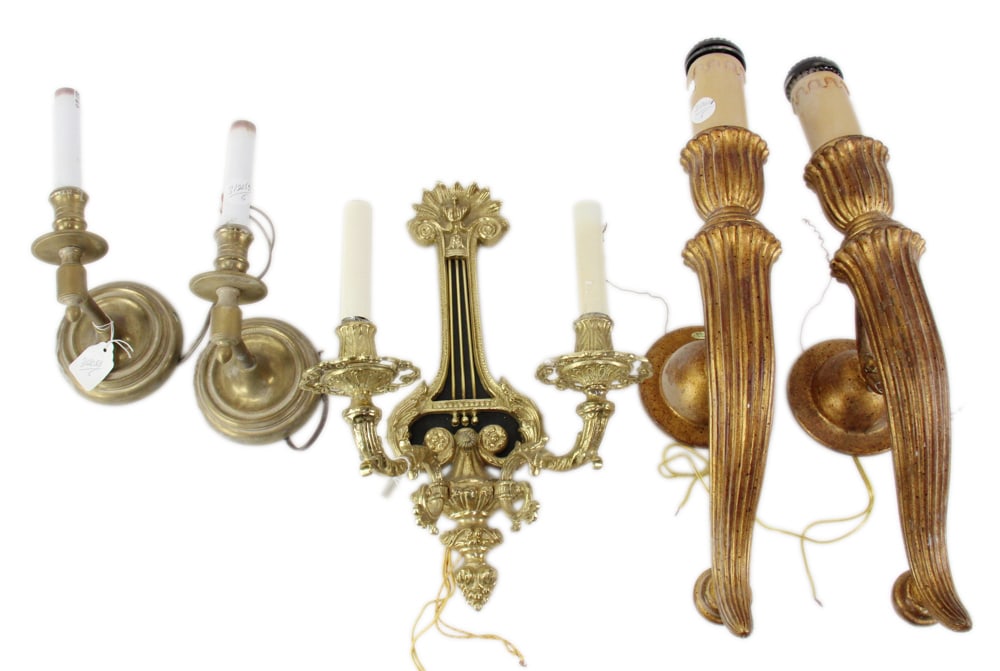 Pair of Horn-style Sconces, with Brass Sconces (1 of 6)