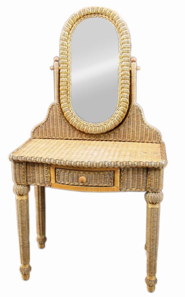 Wicker Vanity with Mirror (1 of 9)
