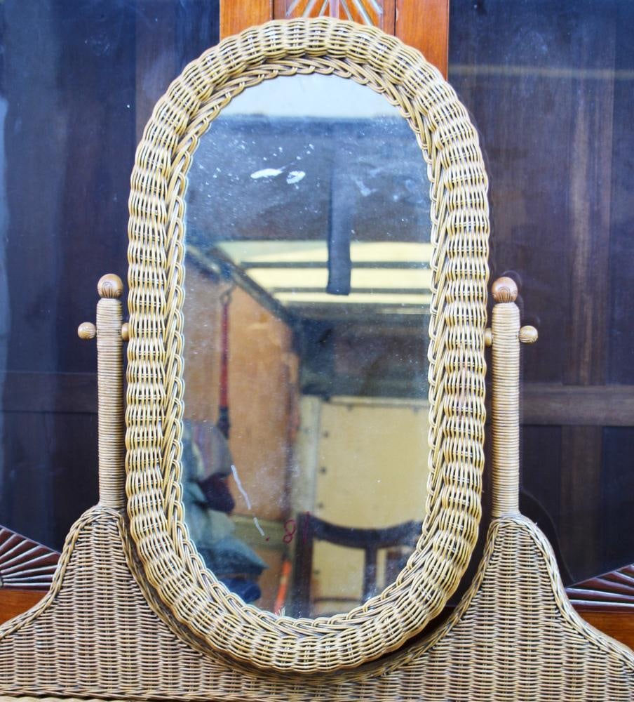 Wicker Vanity with Mirror - 2