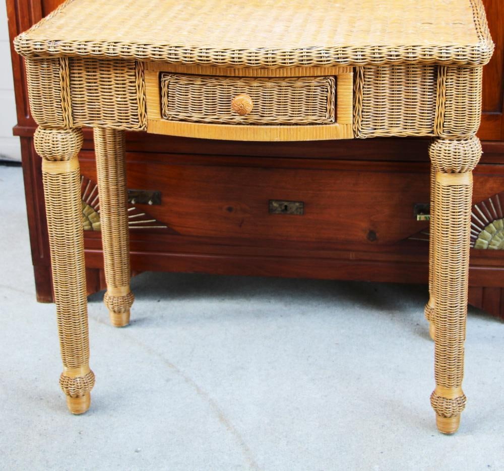 Wicker Vanity with Mirror - 3