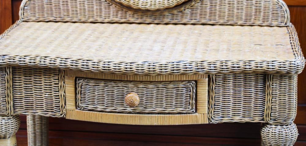 Wicker Vanity with Mirror - 4