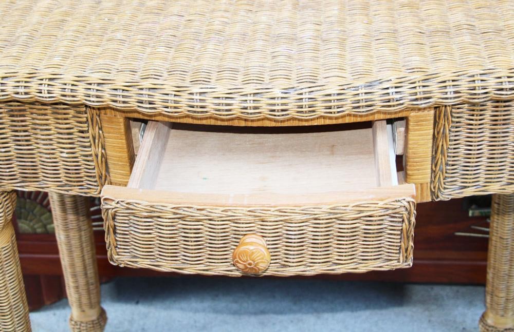 Wicker Vanity with Mirror - 8