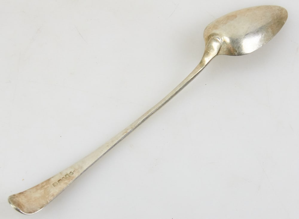 18thC English Silver Stuffing Spoon - 3