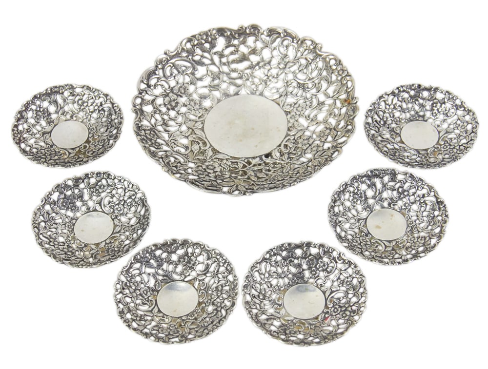 Sterling Silver Reticulated Bowl, Nut Dishes (1 of 11)