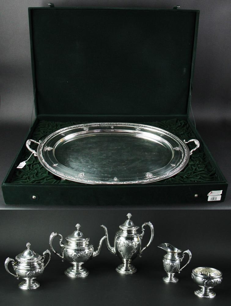 Towle Sterling Tray, and 5-piece Tea Set (1 of 18)