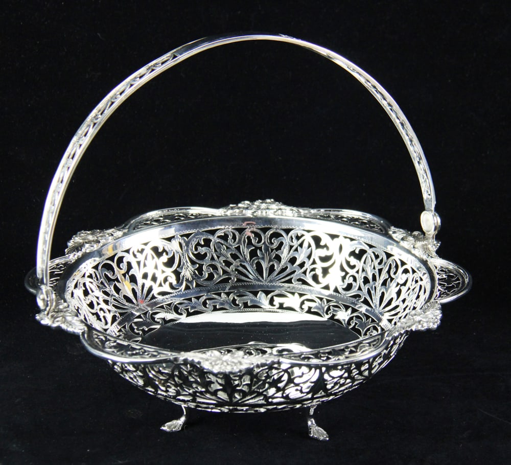 C.J. Vander English Sterling Pierced Footed Basket (1 of 1)