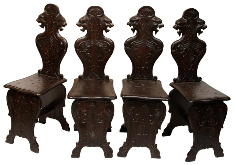 Set of 19thC Italian Renaissance Style Dining Chairs (1 of 1)