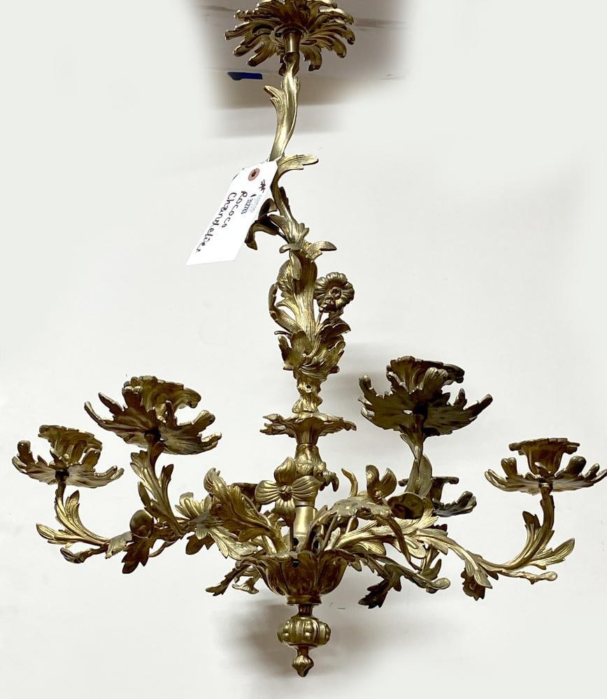 Rococo Solid Gilt Bronze Chandelier for Candles - 2