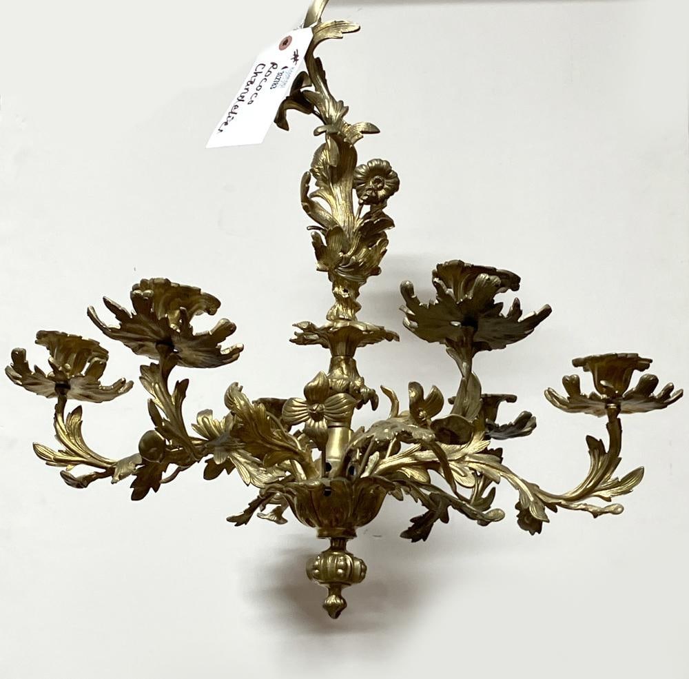 Rococo Solid Gilt Bronze Chandelier for Candles - 4