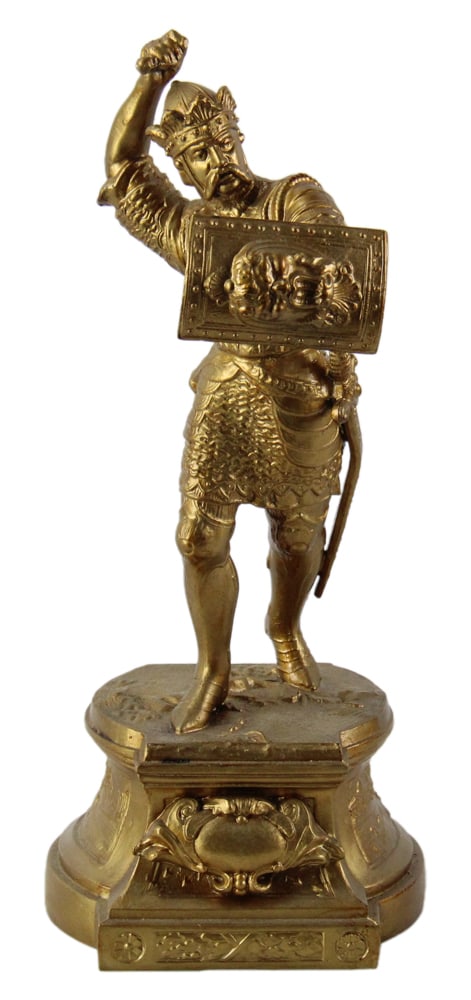 19thC Statue of Medieval Soldier with Shield (1 of 5)