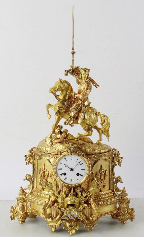 19thC French Ornate Medieval Knight Clock (1 of 7)