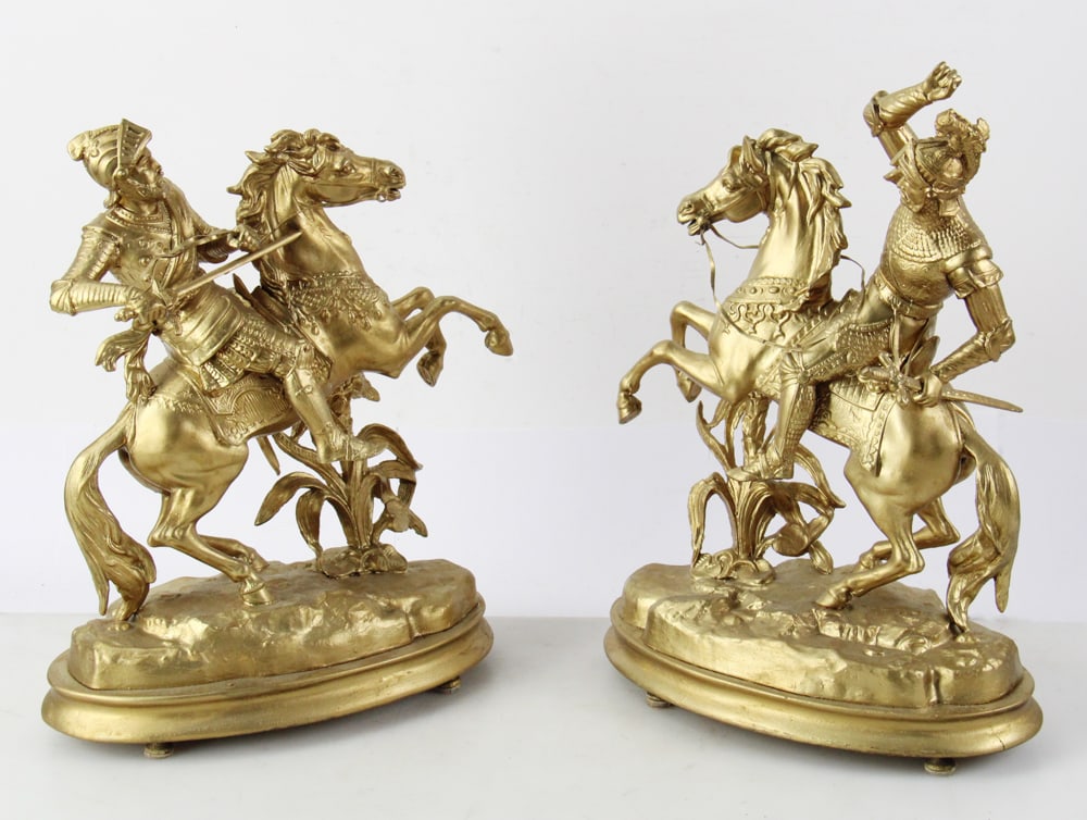 Pair of 19thC Statues of Medieval Knights on Horseback (1 of 9)