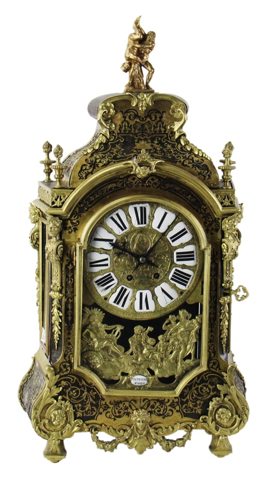 C1680 French Boulle Mantel Clock Signed "Balthazard Paris" (1 of 13)
