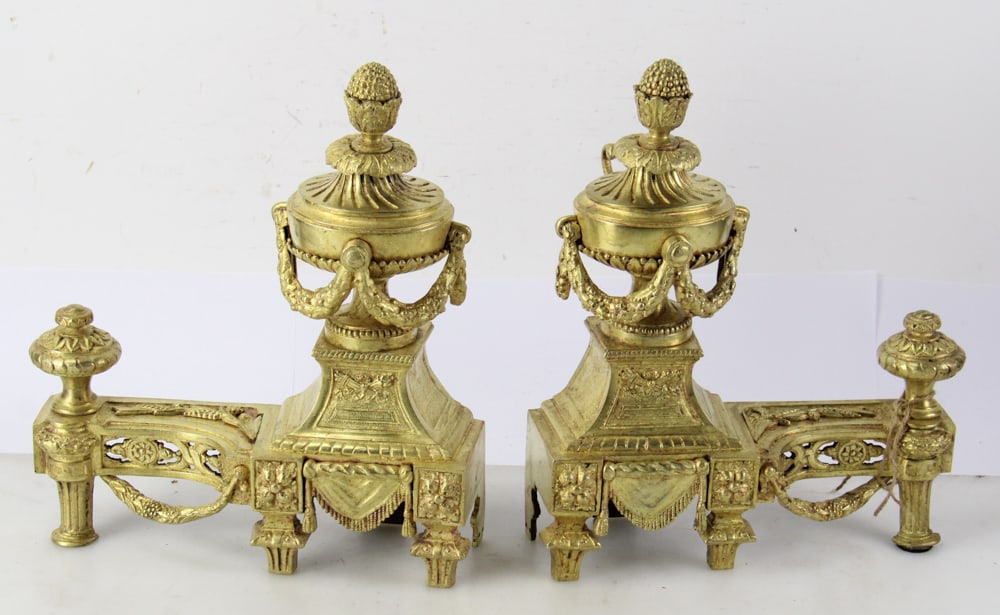 Pair of 19thC French Louis XVI Style Chenets (1 of 1)