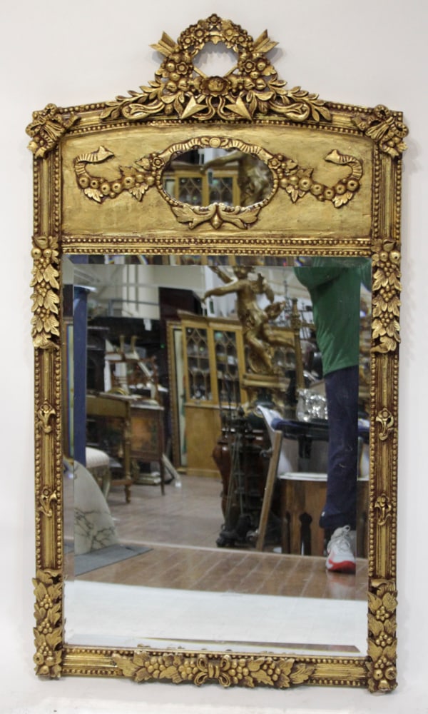 Louis XVI Style Carved Gilt Wood Pier Mirror (1 of 1)