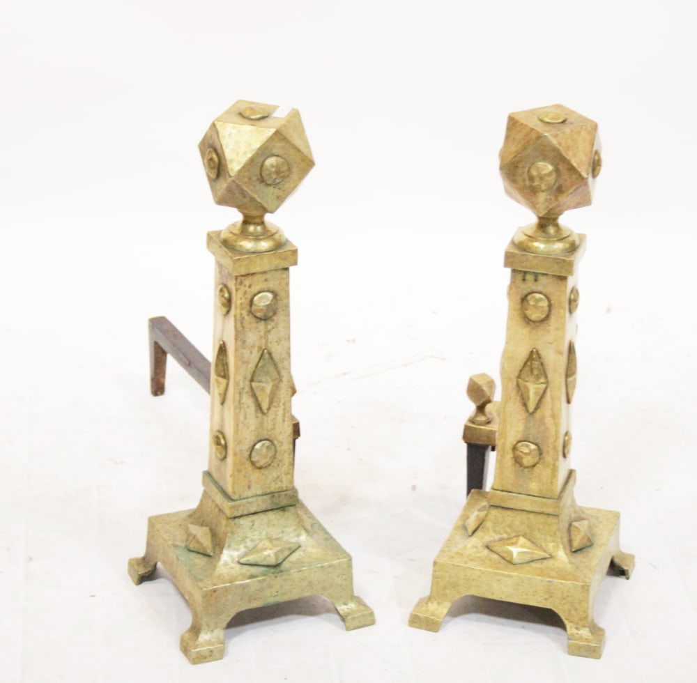 Pair of C1900 Arts and Crafts Bronze Andirons (1 of 1)