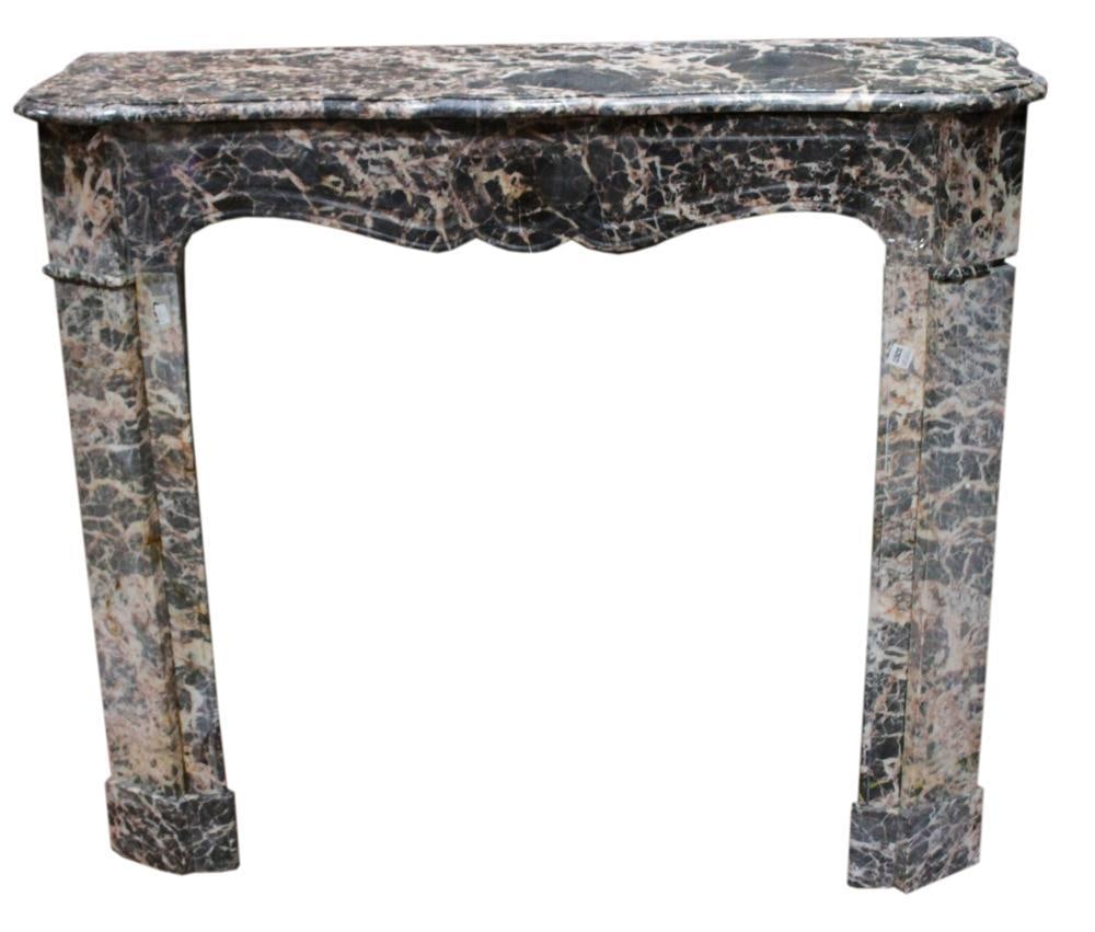 19thC French Fireplace Mantel, Marble with Flecks: 19th century French fireplace mantel, marble with multi-colored flecks, (4) pieces. Provenance: From the 50-year personal collection of Mr. John Hvozda of Hermitage, Pennsylvania.