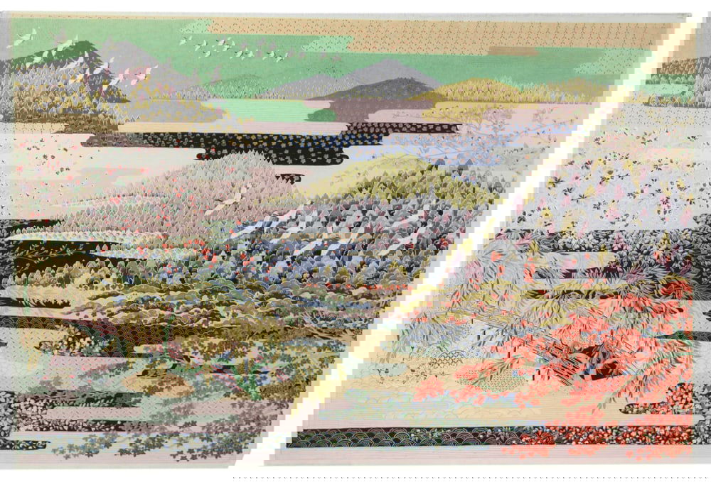 Japanese Landscape Painting on Raw Silk (1 of 6)