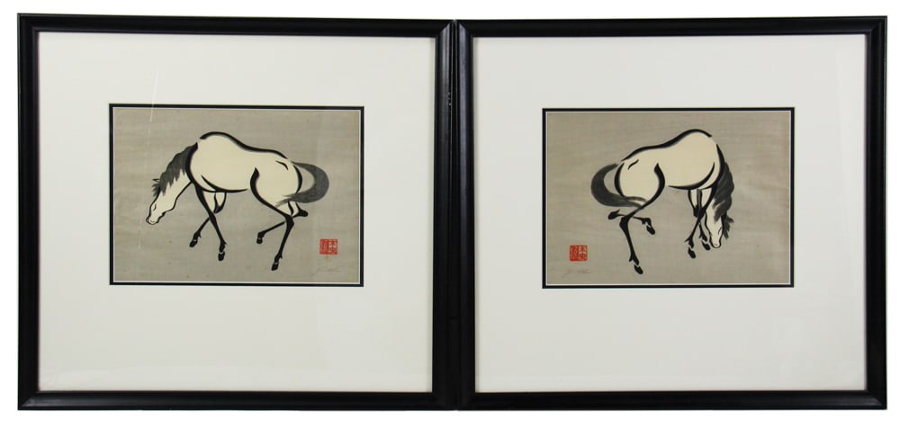 Japanese Woodblock on Silk Attributed to Haku Maki (1 of 9)