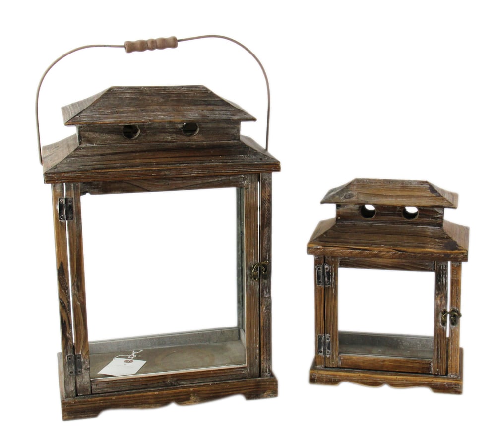 Two 20thC Wood Lanterns with Pagoda Tops (1 of 6)