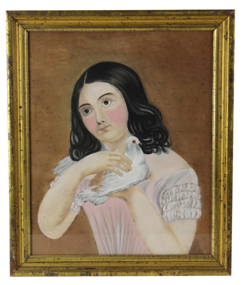 Young Girl Holding Dove, Pastel (1 of 4)