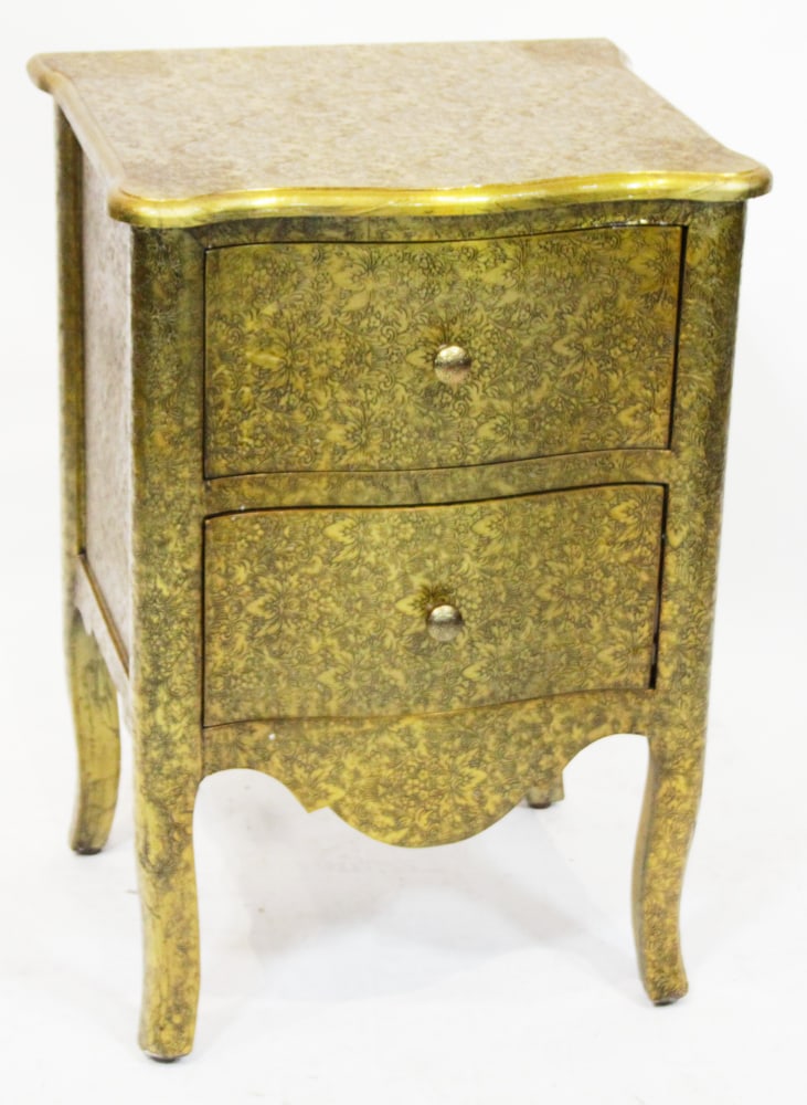 Repousse Brass Covered Two-Drawer Night Stand (1 of 1)