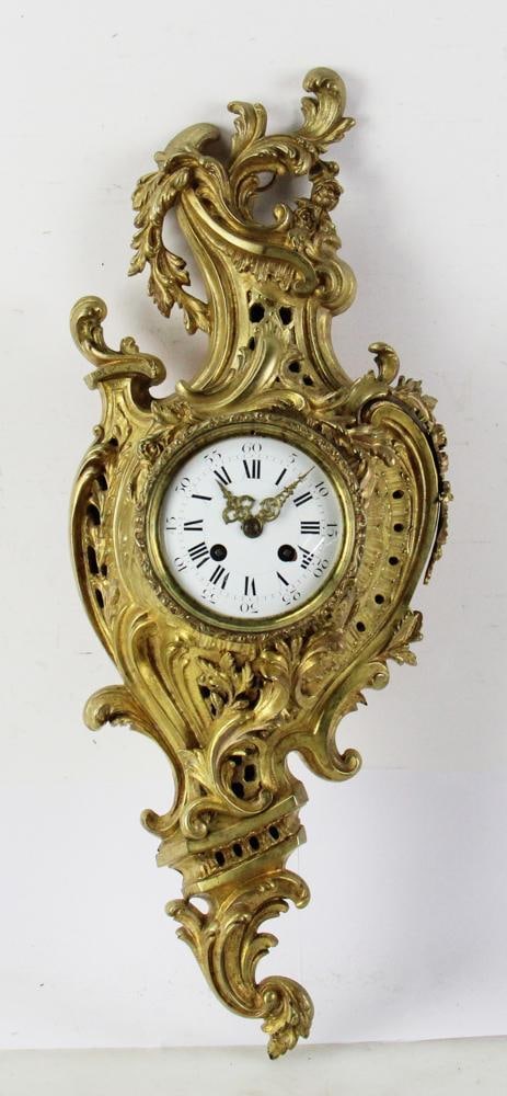 19thC French Rococo Style Ornate Wall Cartel Clock (1 of 9)
