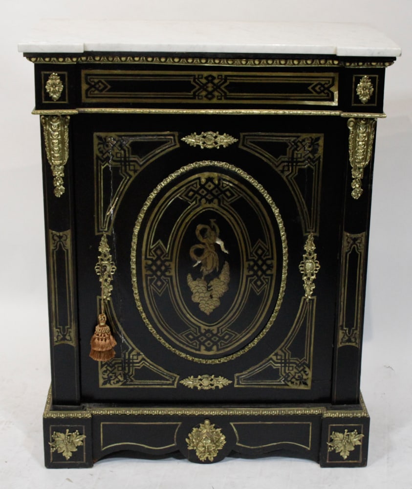 19thC Boulle Cabinet with White Marble Top (1 of 1)
