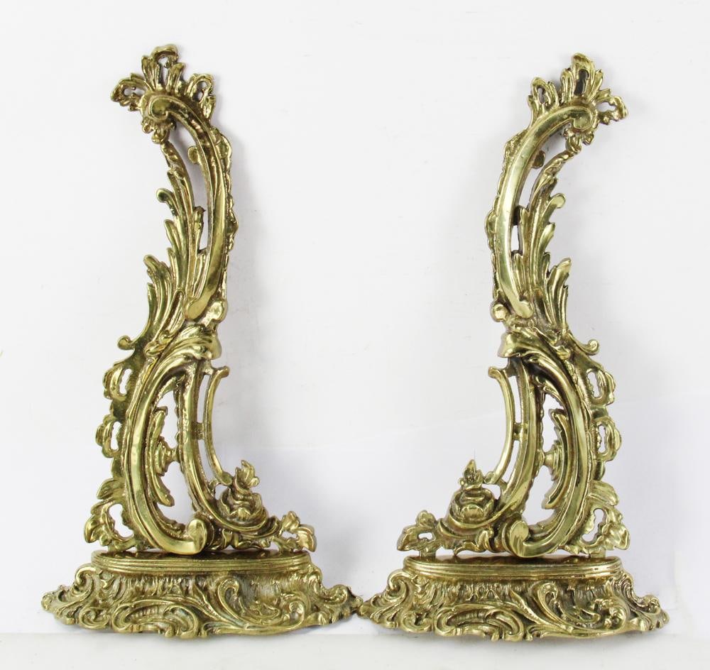 Pair of 19thC French Large Solid Brass Chenets (1 of 5)