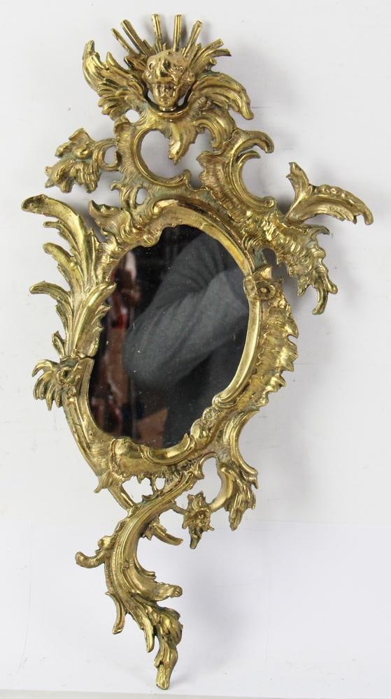 20thC Brass Rococo-style Wall Mirror (1 of 7)