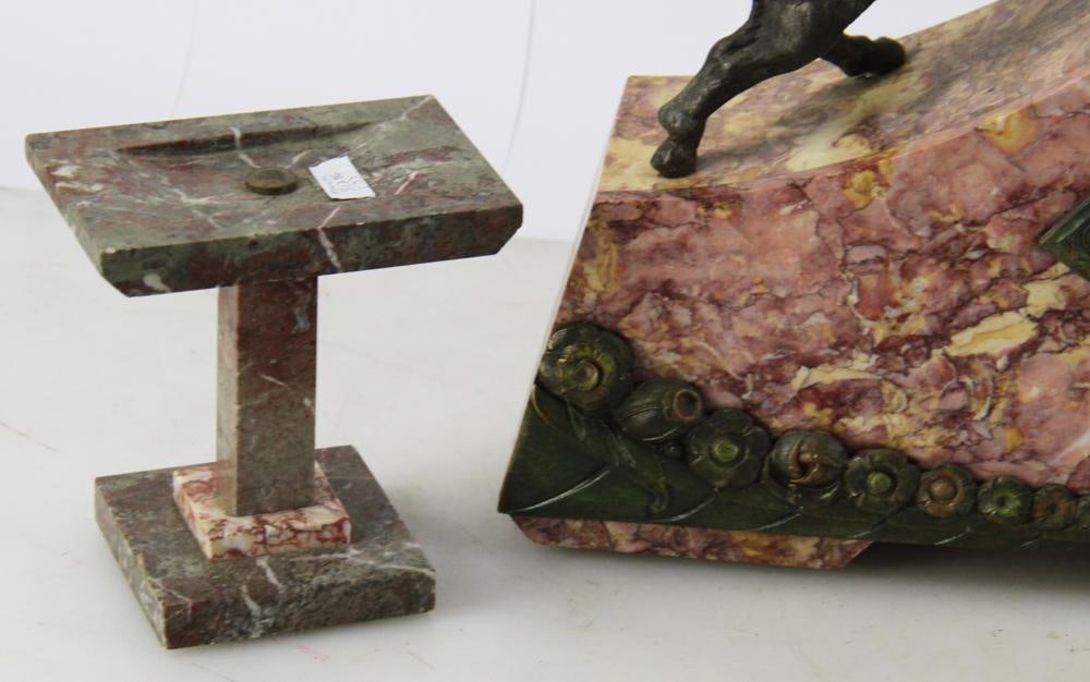 C1925 Art Deco Marble Clock, Limousin, with Tazzas - 5