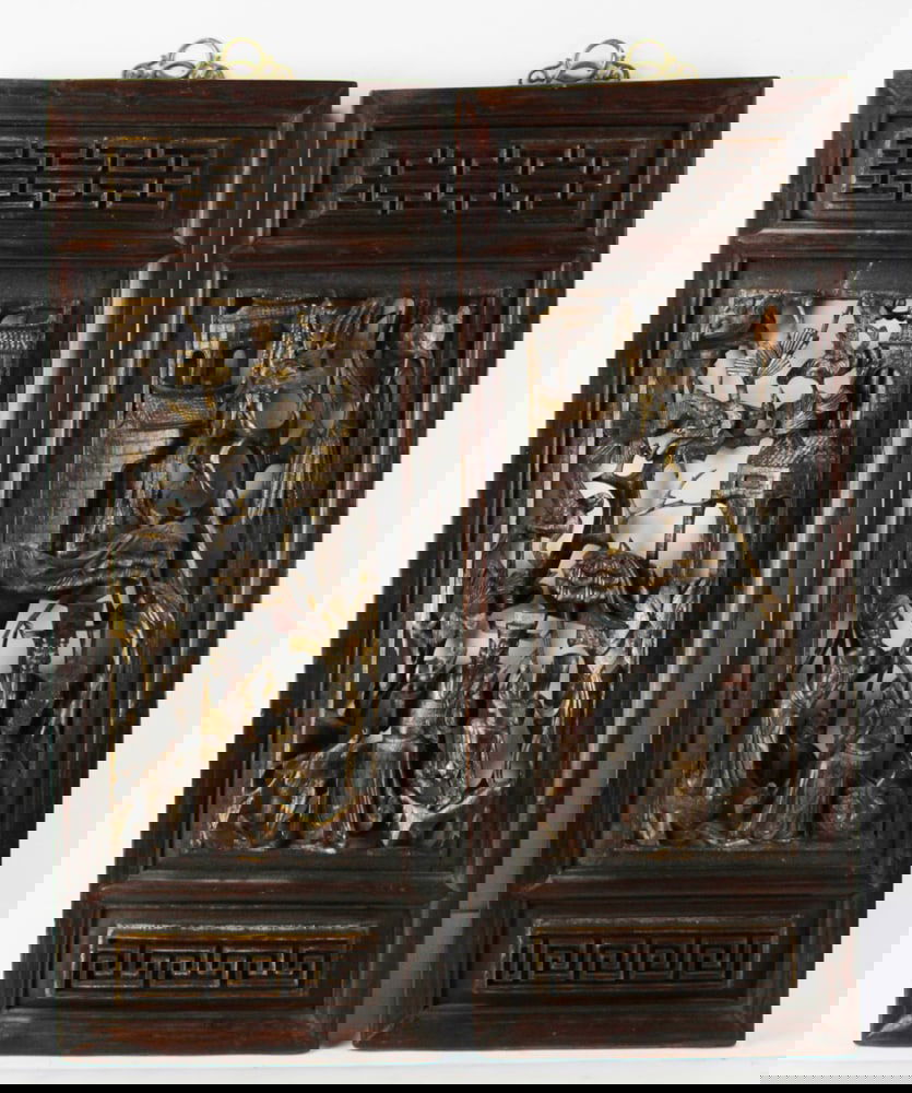 Pair of Chinese Ming Dynasty Wood Carved Panels (1 of 6)