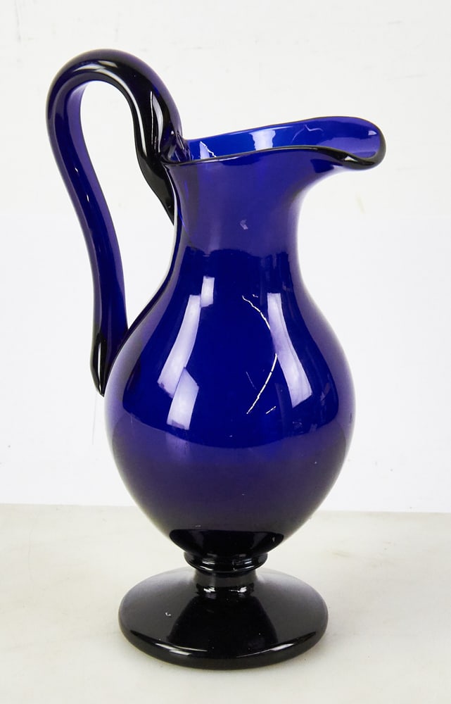 19thC Free-Blown Cobalt Pitcher (1 of 6)