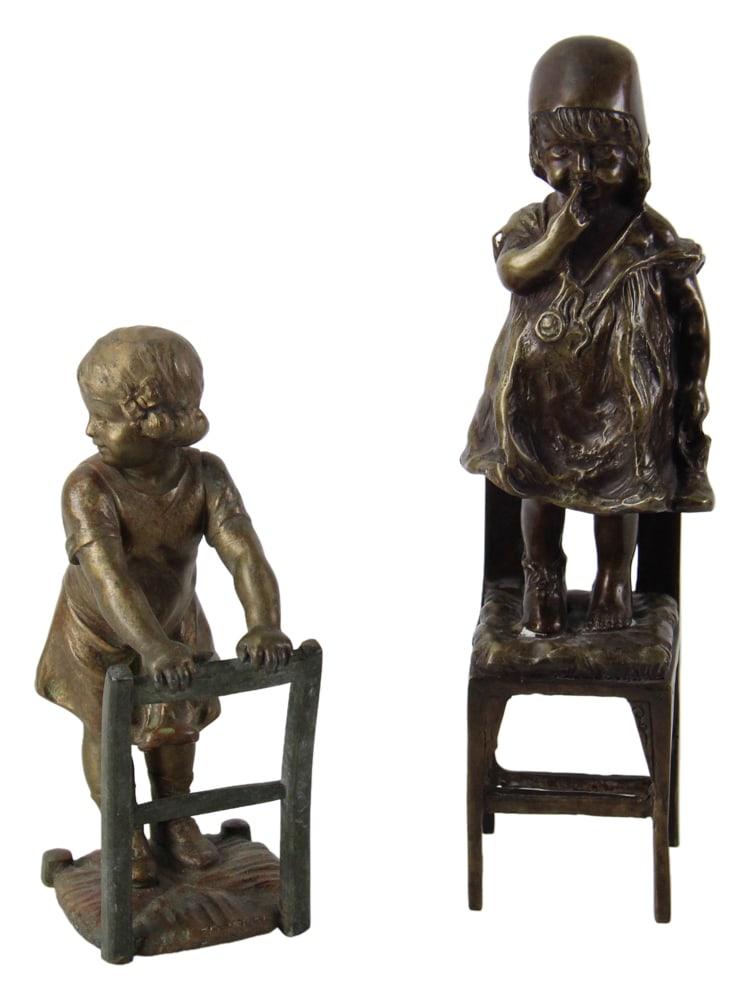 Two Vintage-style Bronze Figures of Children (1 of 7)