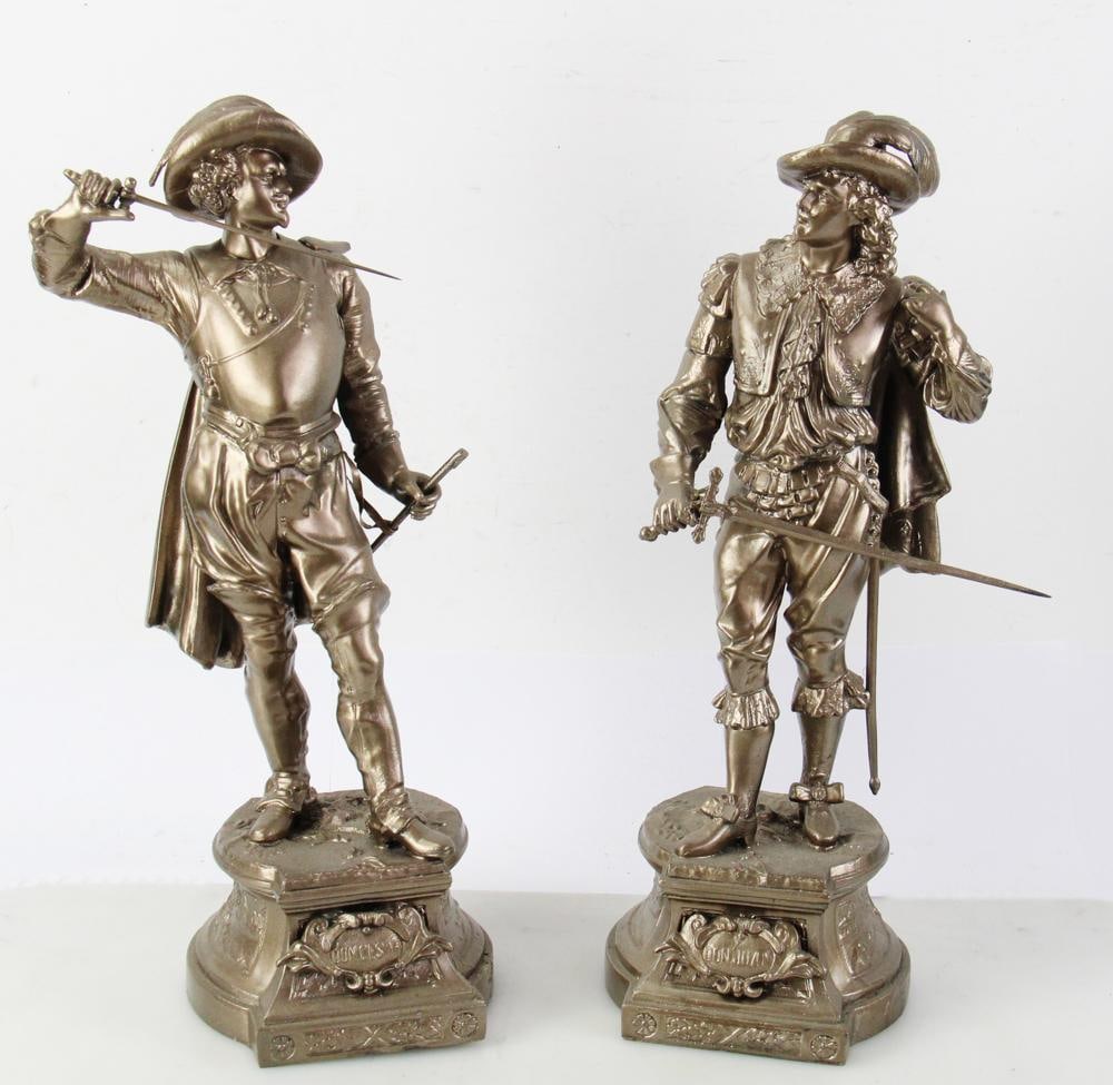 Pair of 19thC Gilt Metal Musketeer Statues (1 of 7)