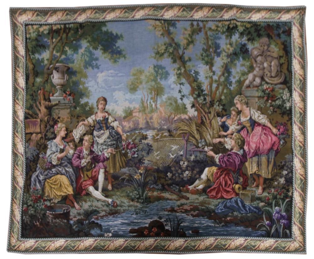 Tapestry, French Couple with Birds and Urn (1 of 5)