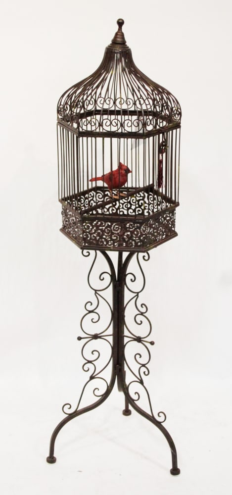 Decorative Metal Bird Cage on Stand (1 of 1)